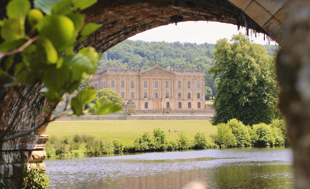 chatsworth house taken from under the bridge