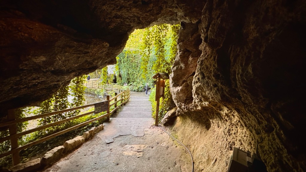 view looking out of mother shipton's cave