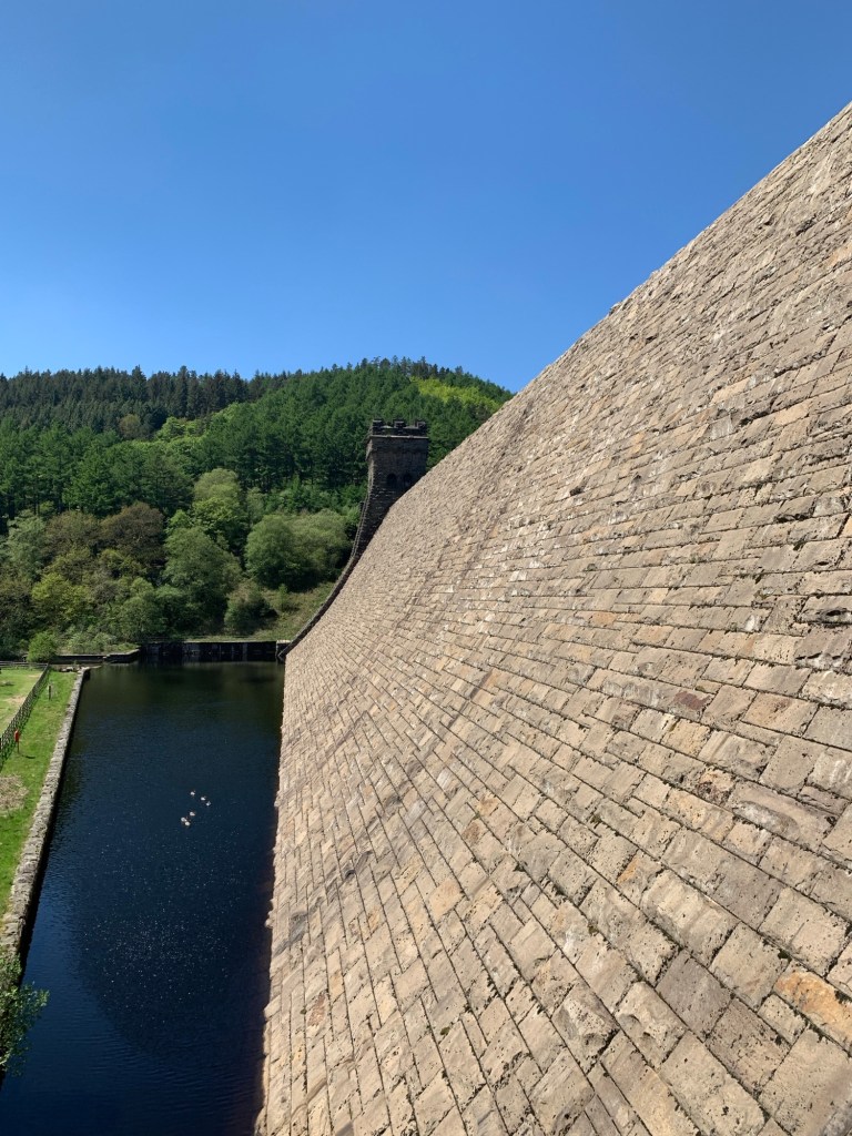 Derwent Dam in summer with no water flowing