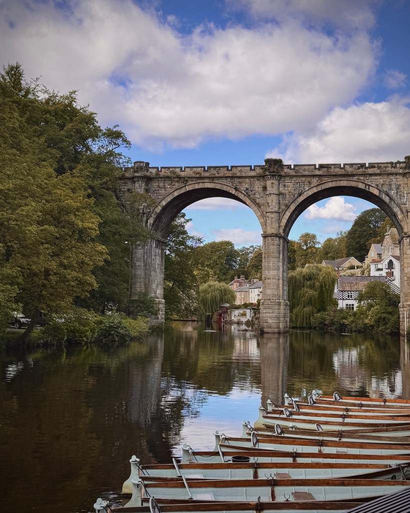 knaresborough viaduct with row boats