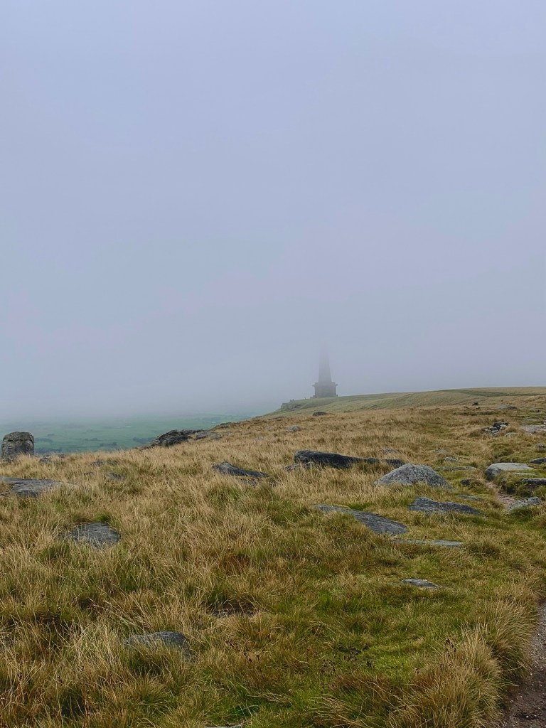 stoodley pike in dramatic fog