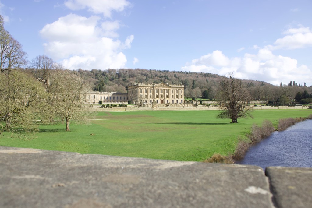 View towards Chatsworth House from the bridge on Chatsworth Park